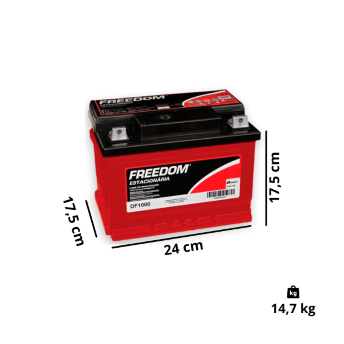 Bateria Estacionaria Freedom Heliar 12v 70ah Df1000 S/troca Direito