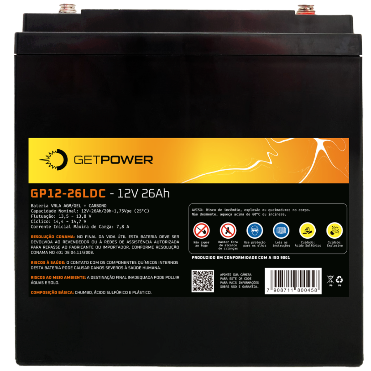 Bateria Estacionária Getpower GP 12V 26 LDC GEL