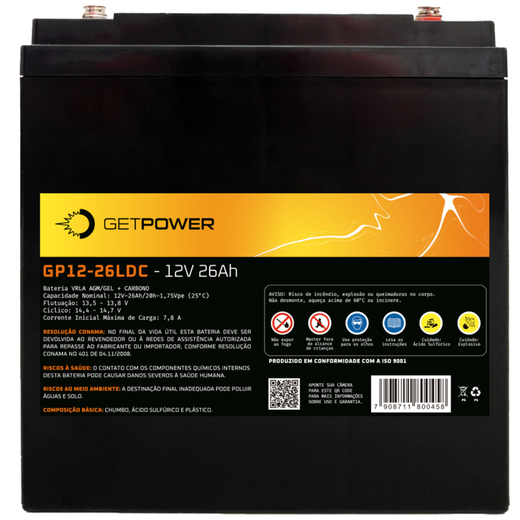 Bateria Estacionária Getpower GP 12V 26 LDC GEL
