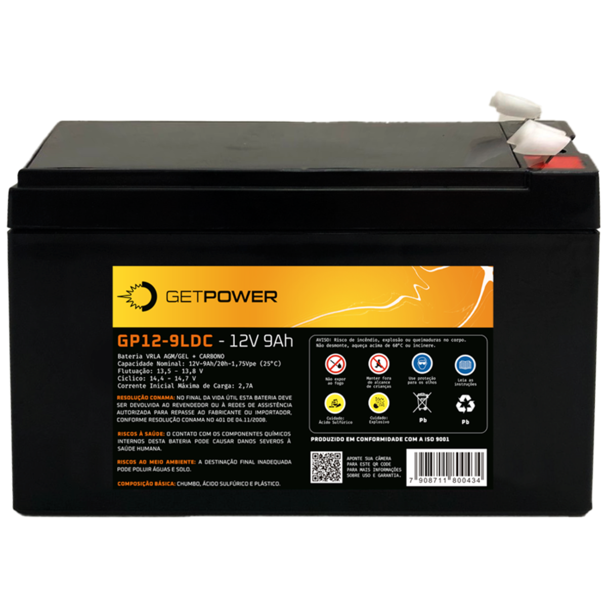 Bateria Estacionária Getpower GP 12V 9 LDC GEL