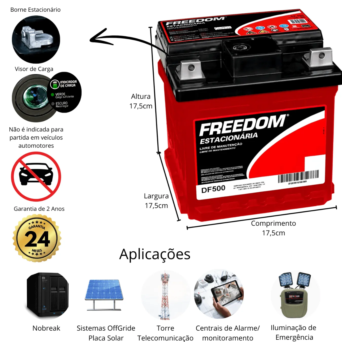 Bateria Estacionária Freedom DF500 - SEM TROCA - imagem 2