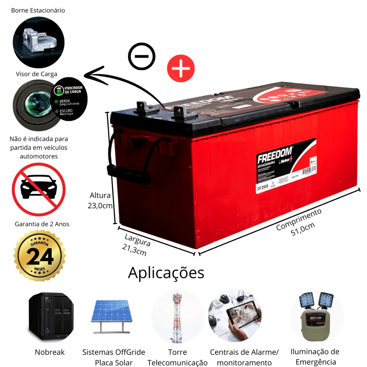 Bateria Estacionária Freedom DF2500 - SEM TROCA - imagem 2