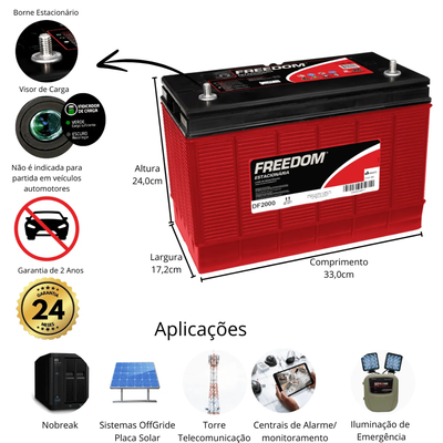 Bateria Freedom Df2000 12v 115ah Estacionária Nobreak Solar